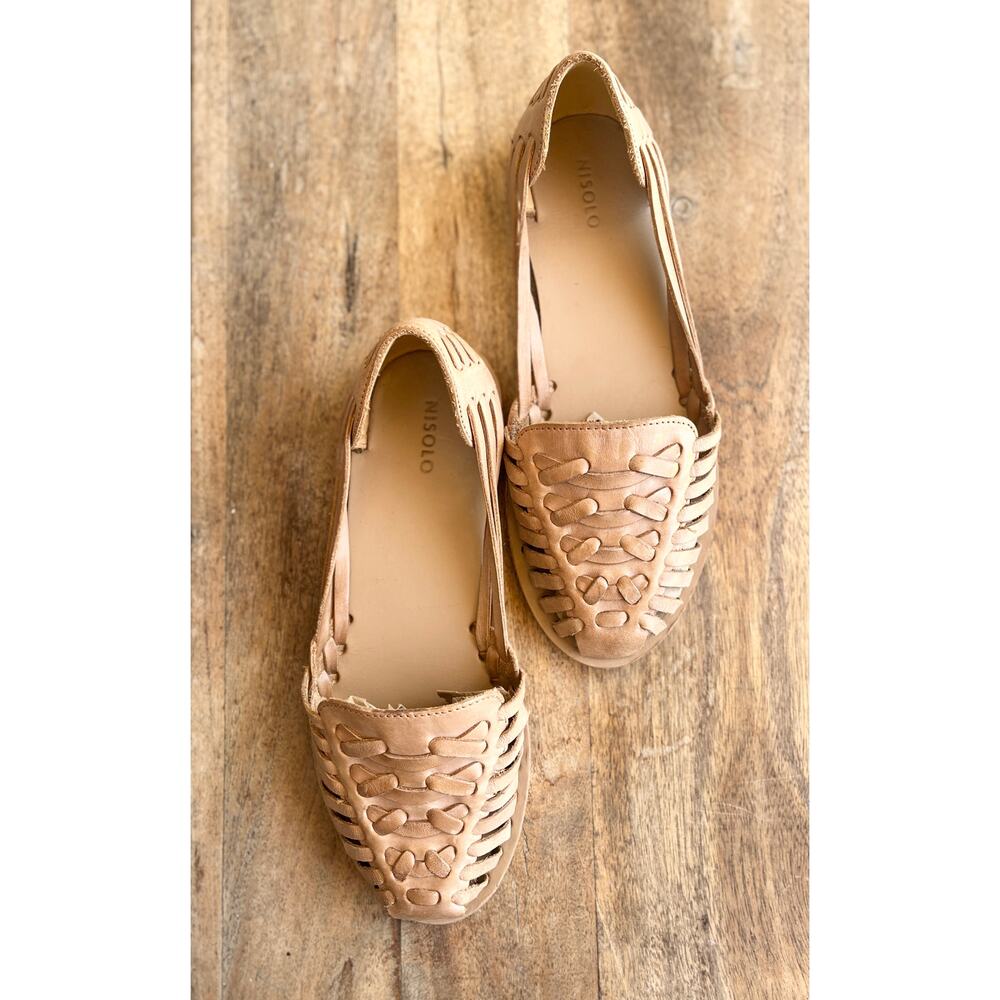 Nisolo Huarache Flats | Almond Woven Leather | Women's Size 7 | EUC - Picture 2 of 7